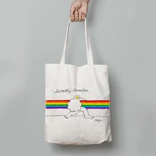 Load image into Gallery viewer, SECRETLY CANADIAN RAINBOW TOTE bag
